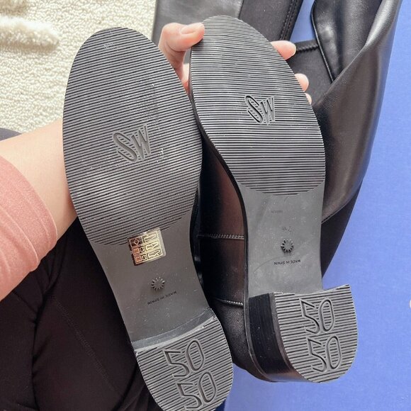 Stuart Weitzman City 5050 Block Heel Over The Knee OTK Black Leather Boots US7.5 - Picture 11 of 13